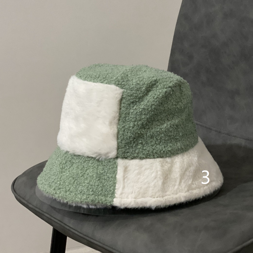 秋冬新作レディース ファー配色ハット 防寒保温 暖かい帽子