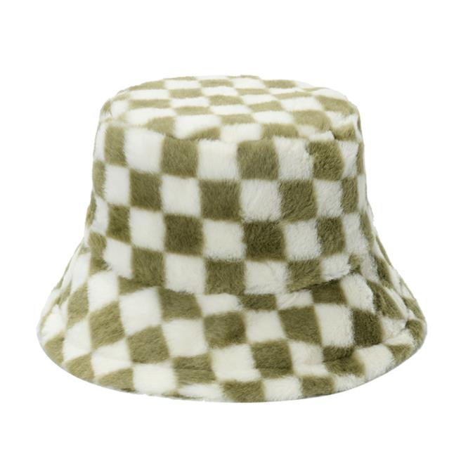 秋冬新作 ファー チェック柄 ハット 防寒 男女兼用 帽子