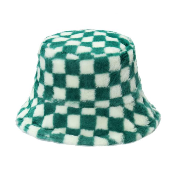 秋冬新作 ファー チェック柄 ハット 防寒 男女兼用 帽子