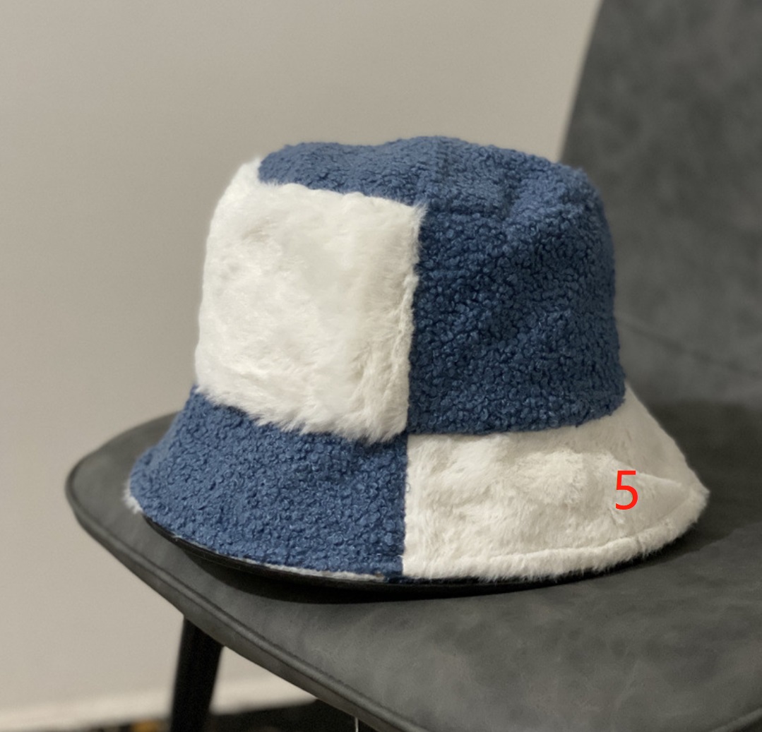 秋冬新作レディース ファー配色ハット 防寒保温 暖かい帽子