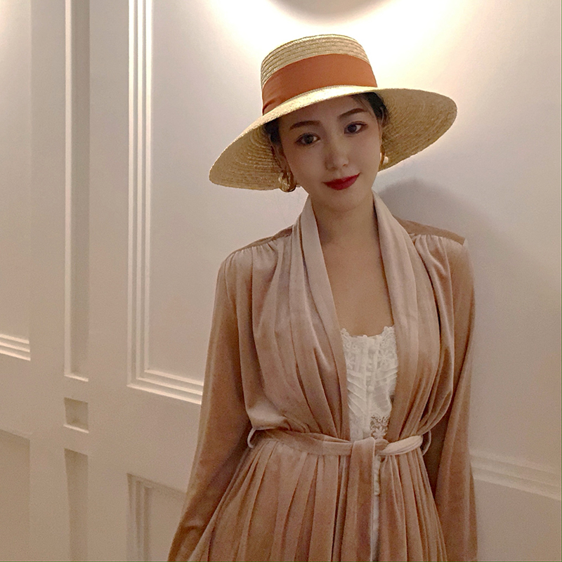 ハット 優美なつば広麦わら帽子