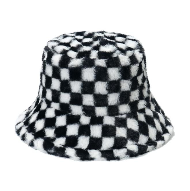 秋冬新作 ファー チェック柄 ハット 防寒 男女兼用 帽子