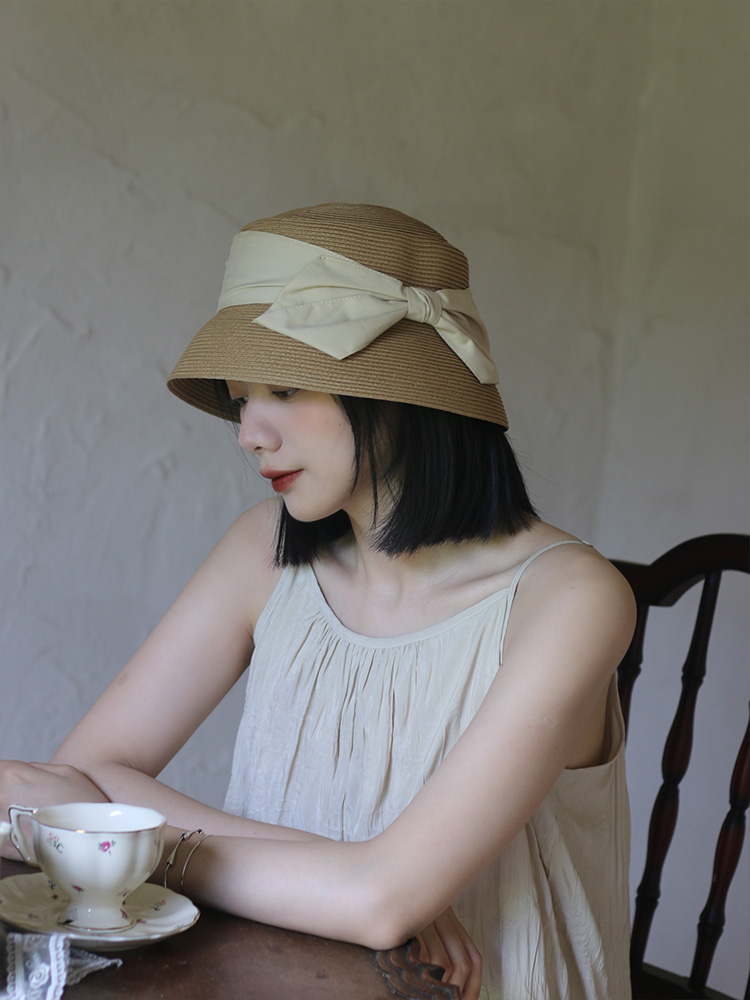 ハット 優美リボン麦わら帽子