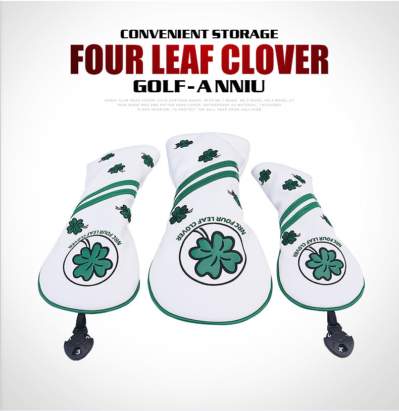 ヘッドカバー 四つ葉のクローバー刺繍入りドライバーカバー
