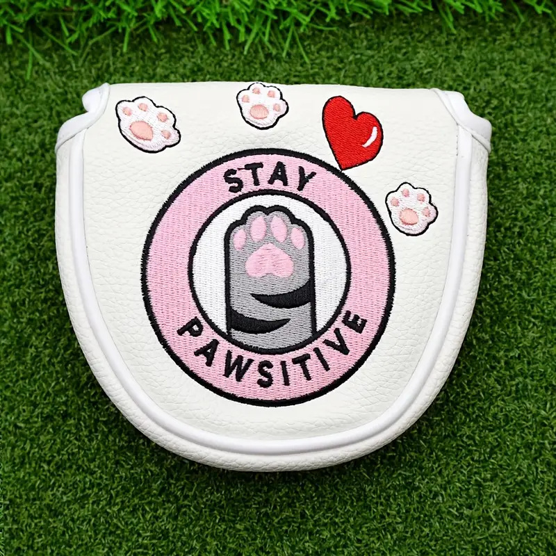 ヘッドカバー 肉球刺繍デザインハート柄パターカバー