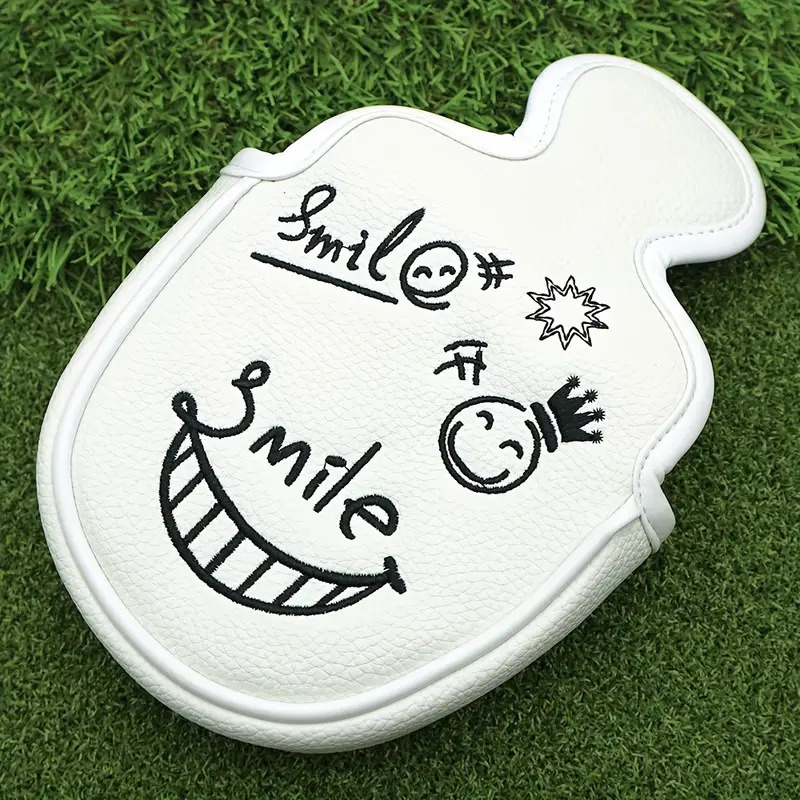 ヘッドカバー スマイル刺繍入りマレット型パターカバー