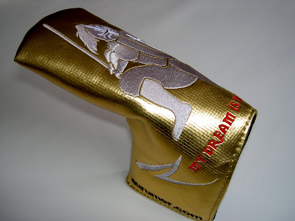 ヘッドカバー ゴールド高級パターカバー 鯨刺繍デザイン