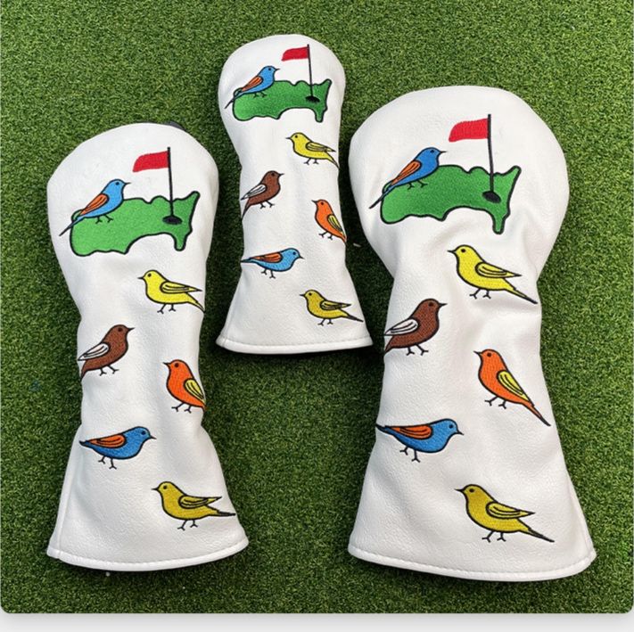 ヘッドカバー 小鳥とゴルフ場の防水ウッドカバー