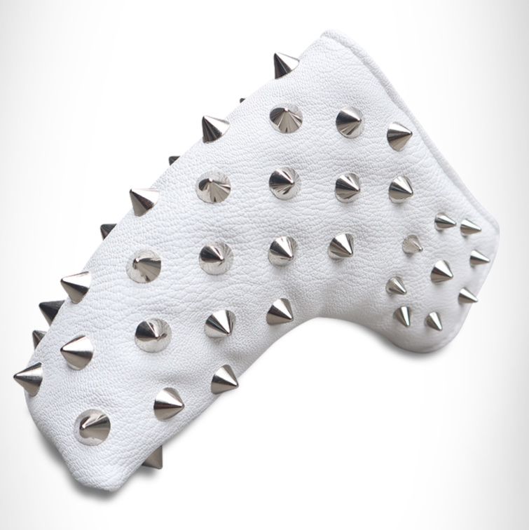 ヘッドカバー 円錐型鋲スタッズ装飾革製パターカバー