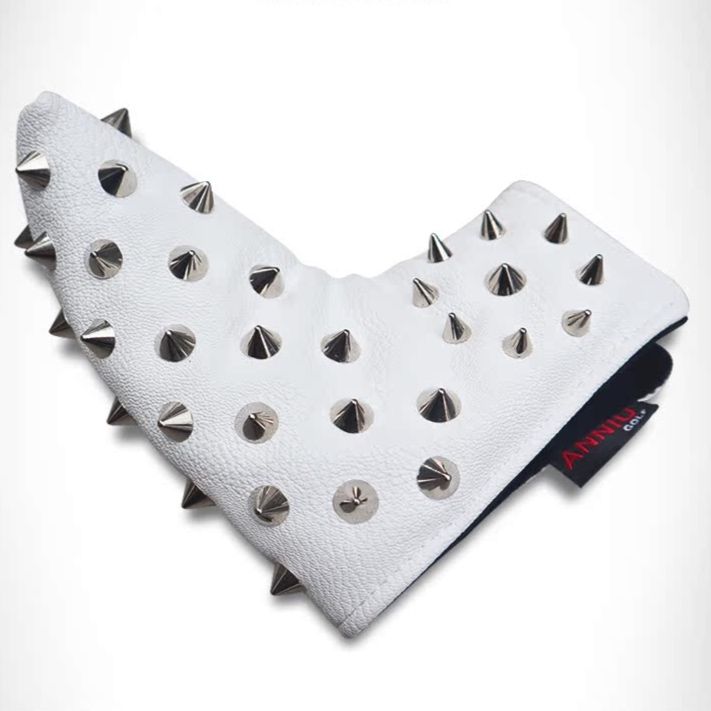 ヘッドカバー 円錐型鋲スタッズ装飾革製パターカバー