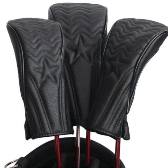 ヘッドカバー 星型エンボス加工厚手生地ウッドカバー