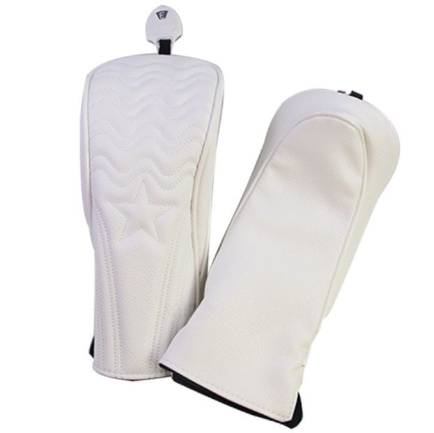 ヘッドカバー 星型エンボス加工厚手生地ウッドカバー