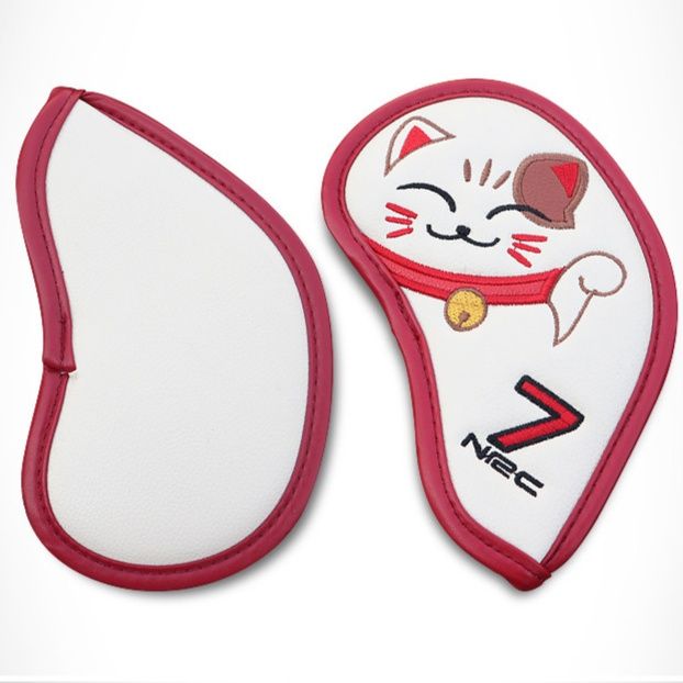 ヘッドカバー 招き猫デザイン番号付きアイアンカバー十本組