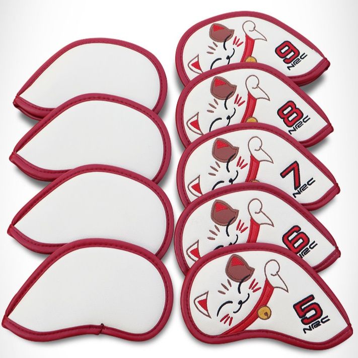 ヘッドカバー 招き猫デザイン番号付きアイアンカバー十本組