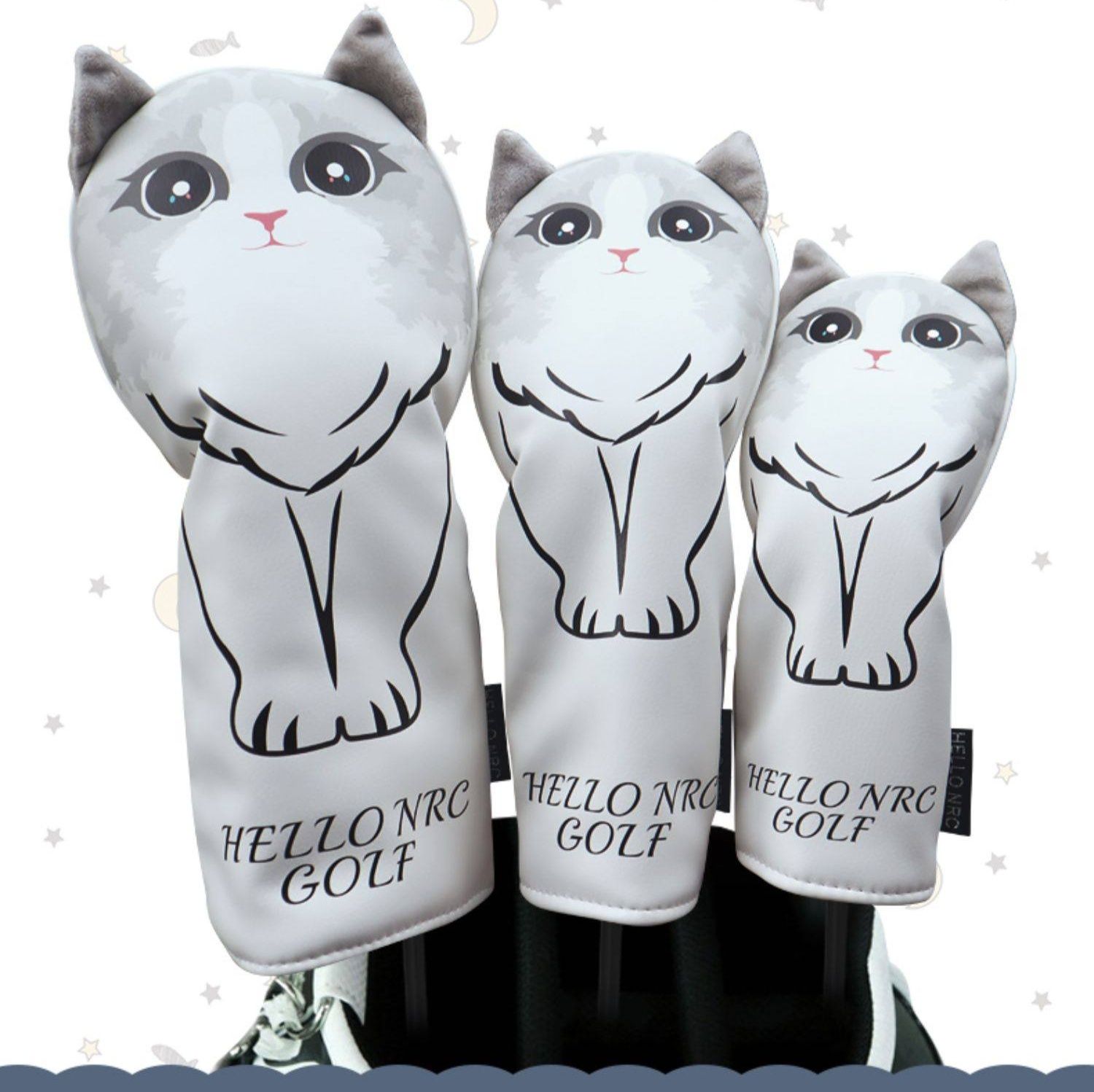 ヘッドカバー 愛らしい子猫デザインのウッドカバー