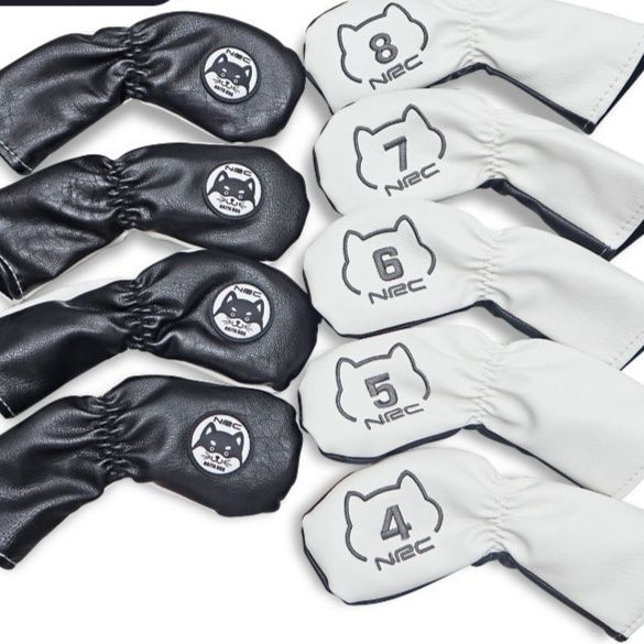 ヘッドカバー 秋田犬刺繍入り番号付きアイアンカバーセット