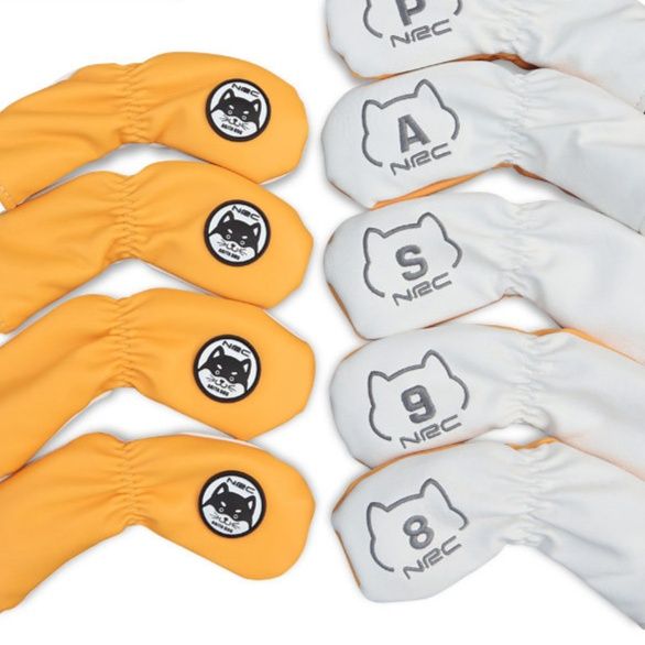 ヘッドカバー 秋田犬刺繍入り番号付きアイアンカバーセット