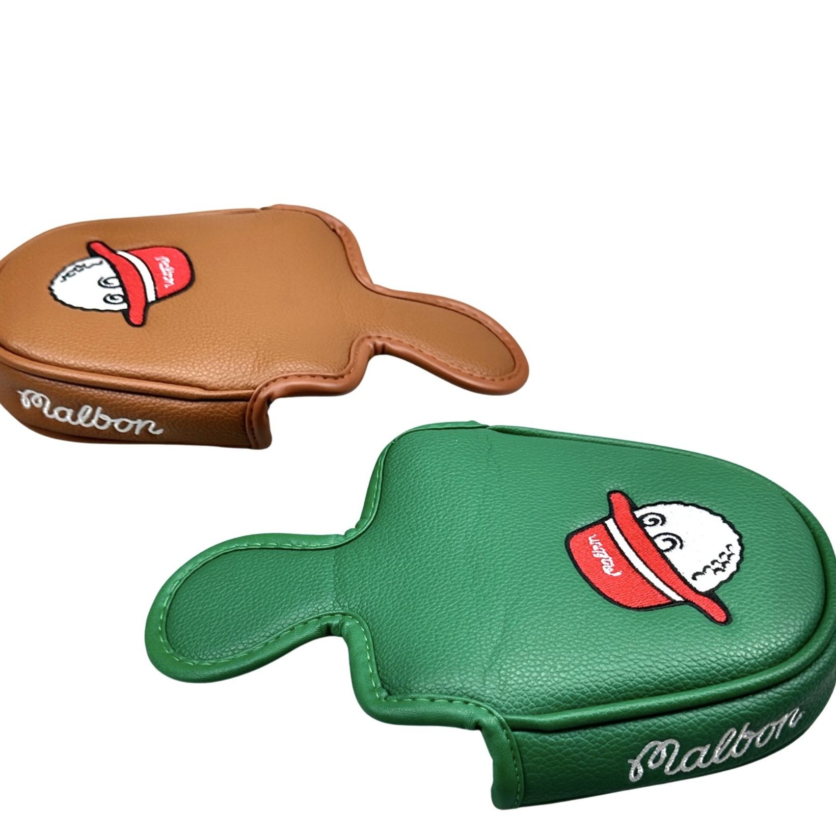 ヘッドカバー 帽子ボール刺繍入り合成皮革パターカバー