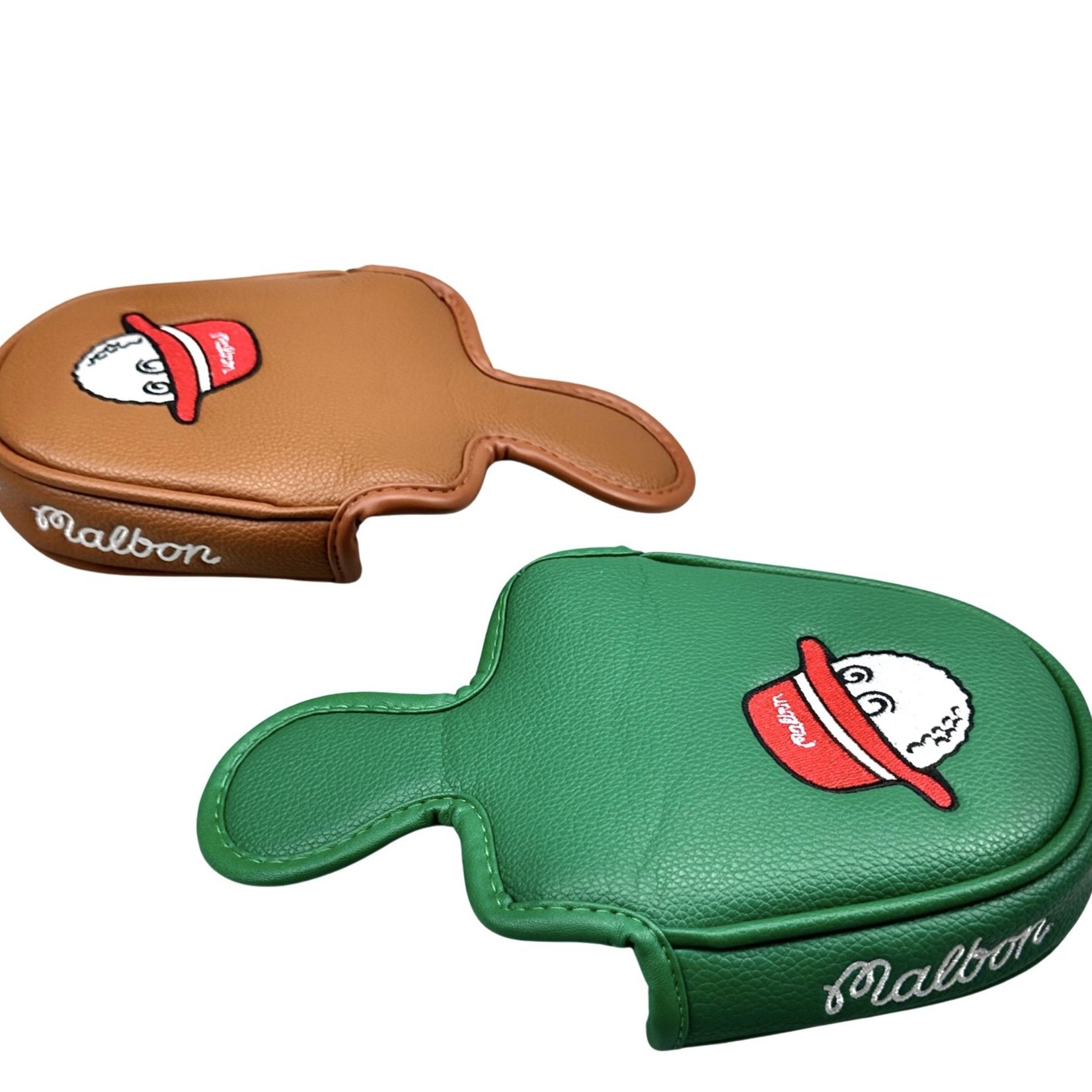 ヘッドカバー ゴルフボール帽子刺繍入りマレット型パターカバー