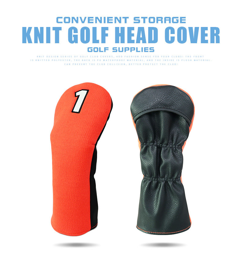 ヘッドカバー 番号刺繍入りニット製ウッドカバー四本組