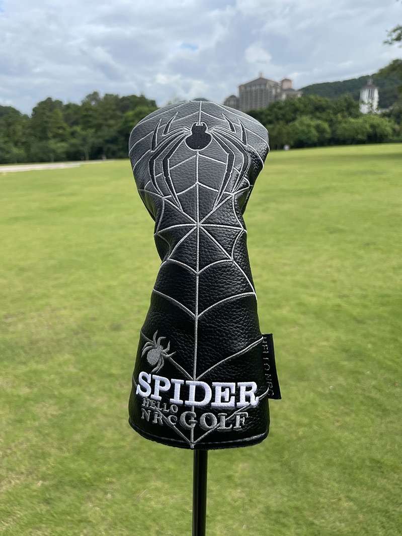 ヘッドカバー 蜘蛛の巣デザイン ウッドカバー