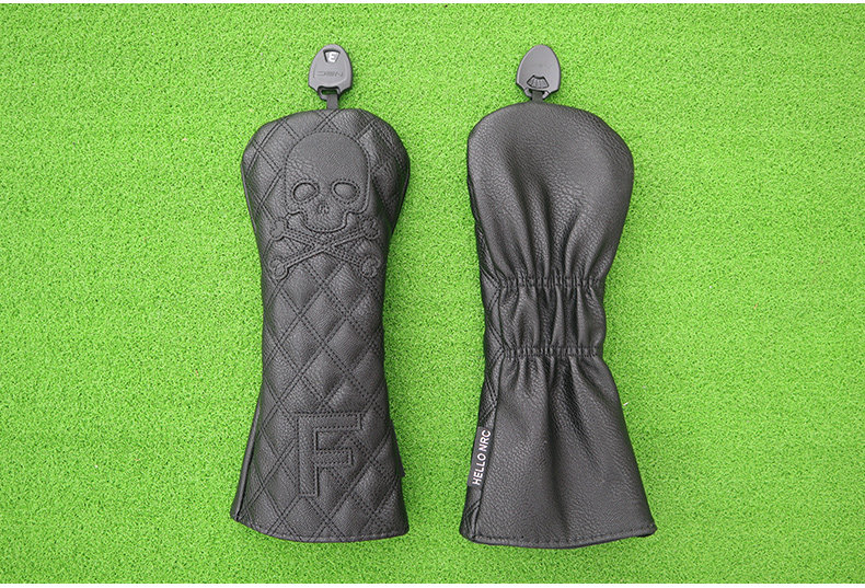 ヘッドカバー ドクロ刻印キルティングヘッドカバー四点組