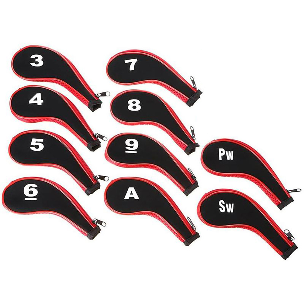 ヘッドカバー 番号刺繍入りアイアン用ジップ式保護カバー