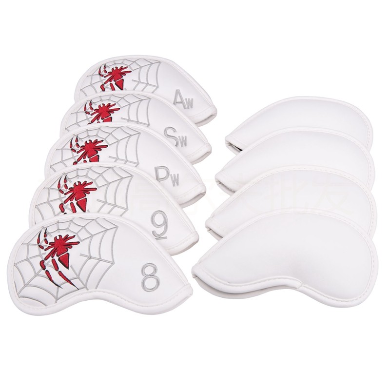 ヘッドカバー 蜘蛛の巣刺繍番手入りアイアンカバー十本組