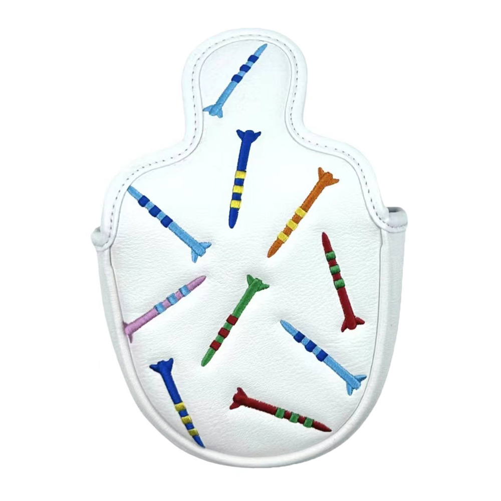 ヘッドカバー 刺繍ティー柄マレット型パターカバー