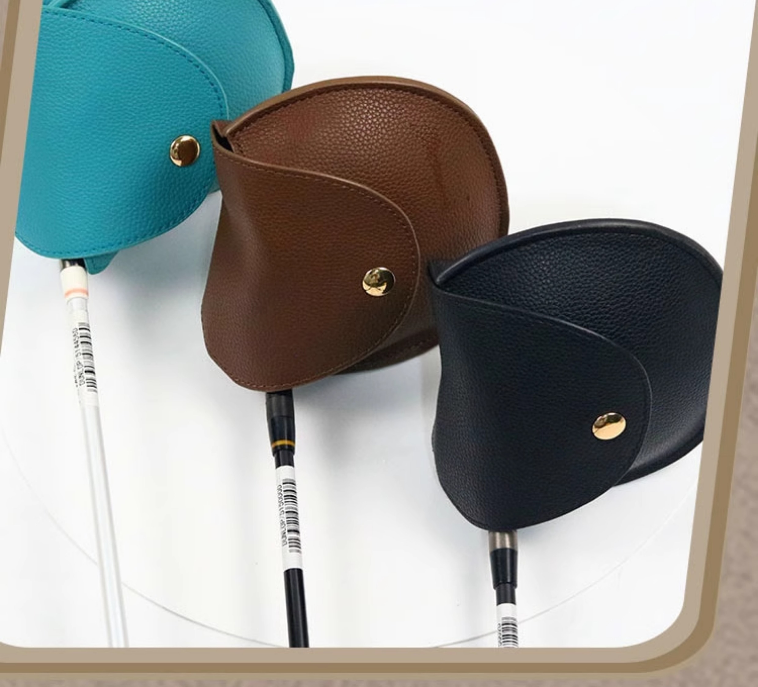 ヘッドカバー 三角デザイン高級革製パターカバー