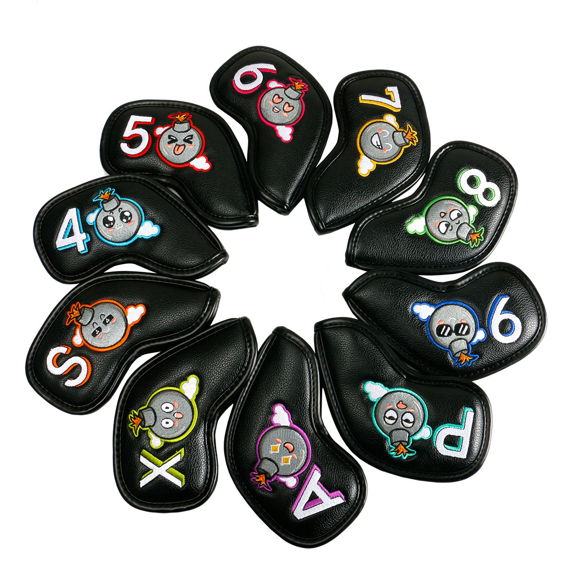 ヘッドカバー 可愛い番号刺繍入りアイアンカバー10個セット