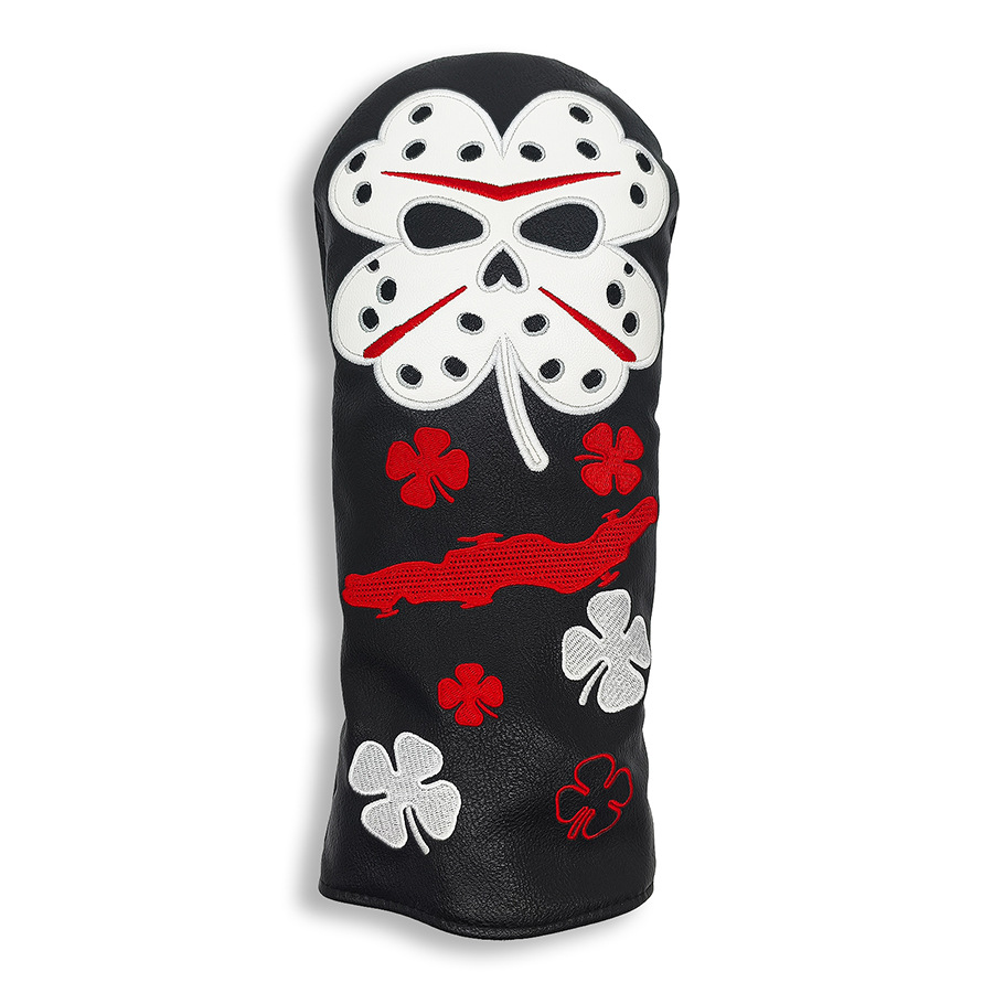 ヘッドカバー 四つ葉のクローバー刺繍ウッドカバー