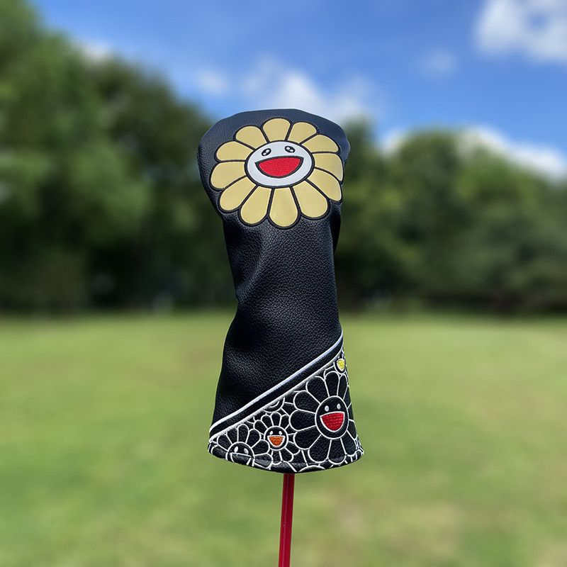 ヘッドカバー スマイルフラワー刺繍入りアイアンカバーセット