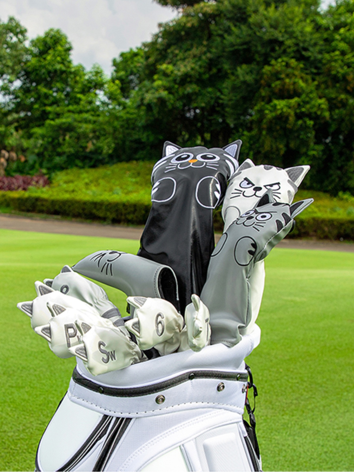 ヘッドカバー 猫耳デザイン番号付きアイアンカバーセット