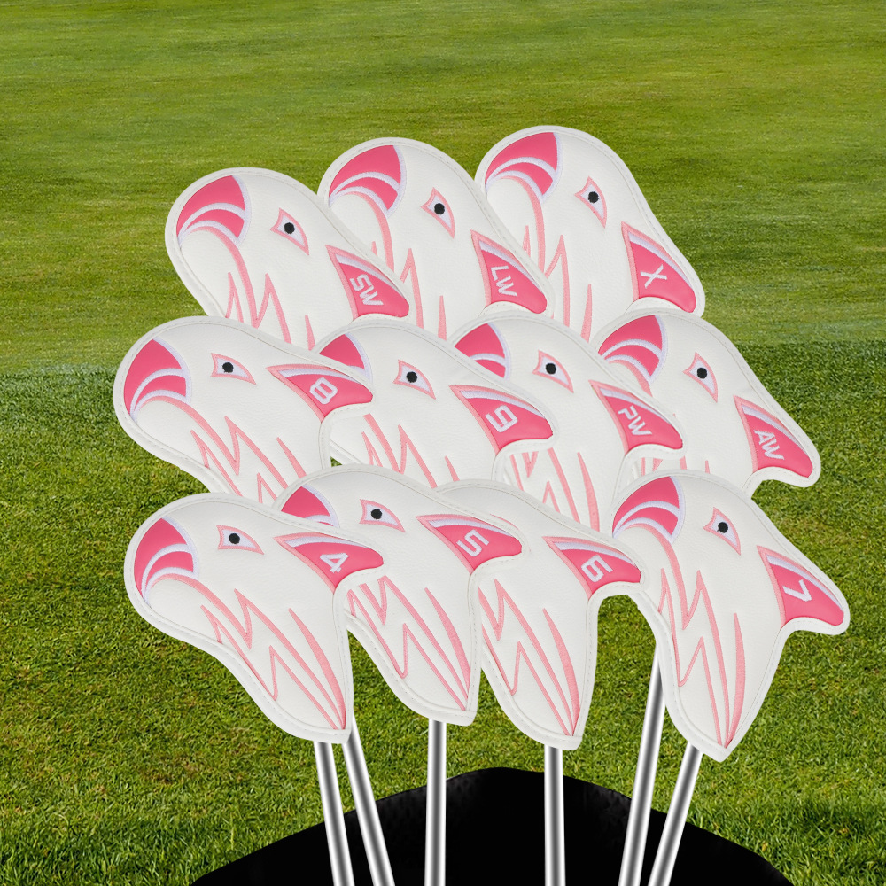 ヘッドカバー フラミンゴデザイン番号付きアイアンカバーセット