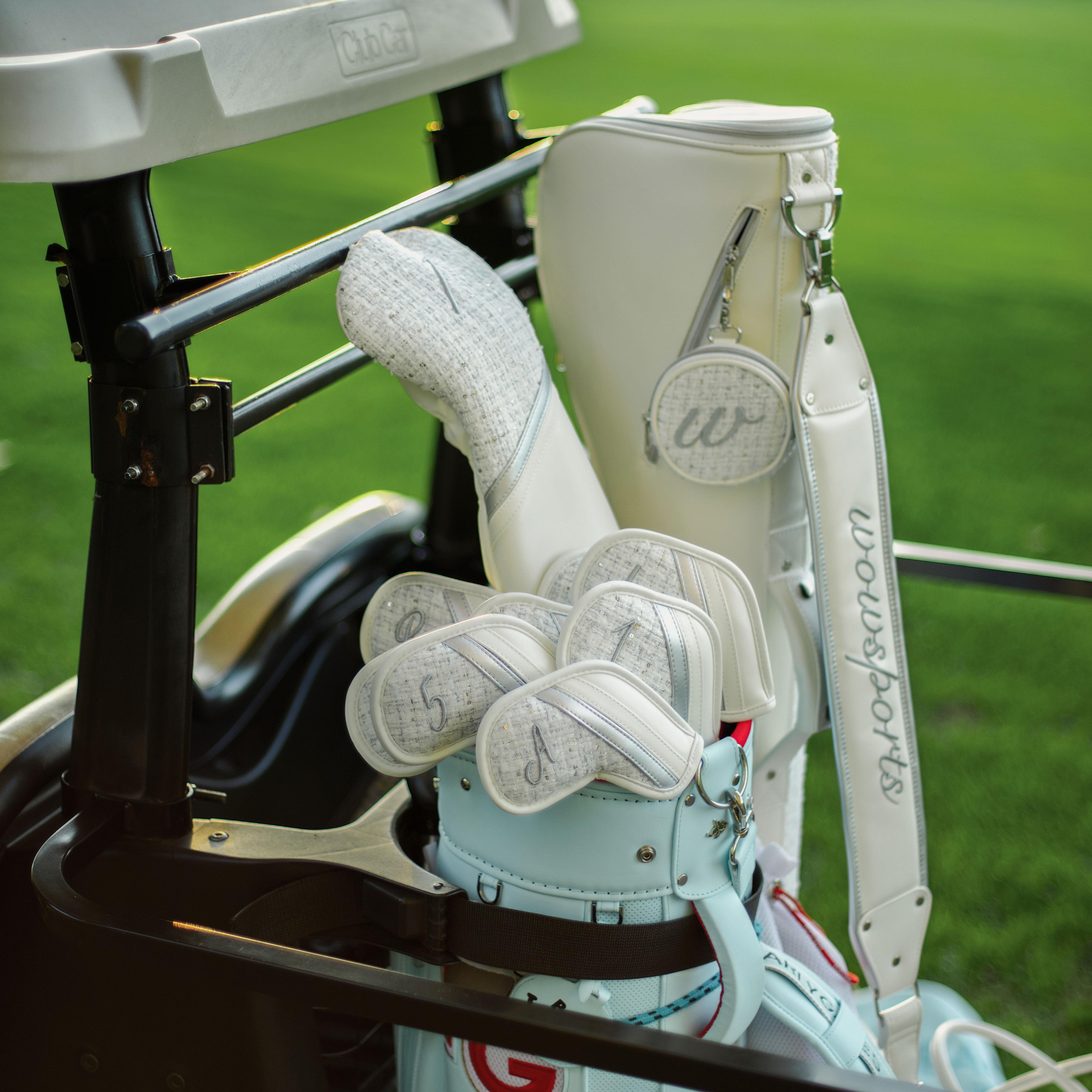 ヘッドカバー ツイード調エレガント番手付きアイアンカバー