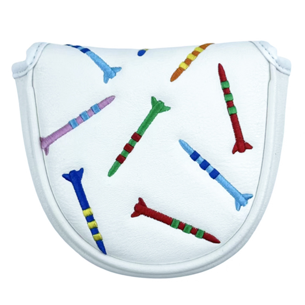 ヘッドカバー 刺繍ティー柄マレット型パターカバー