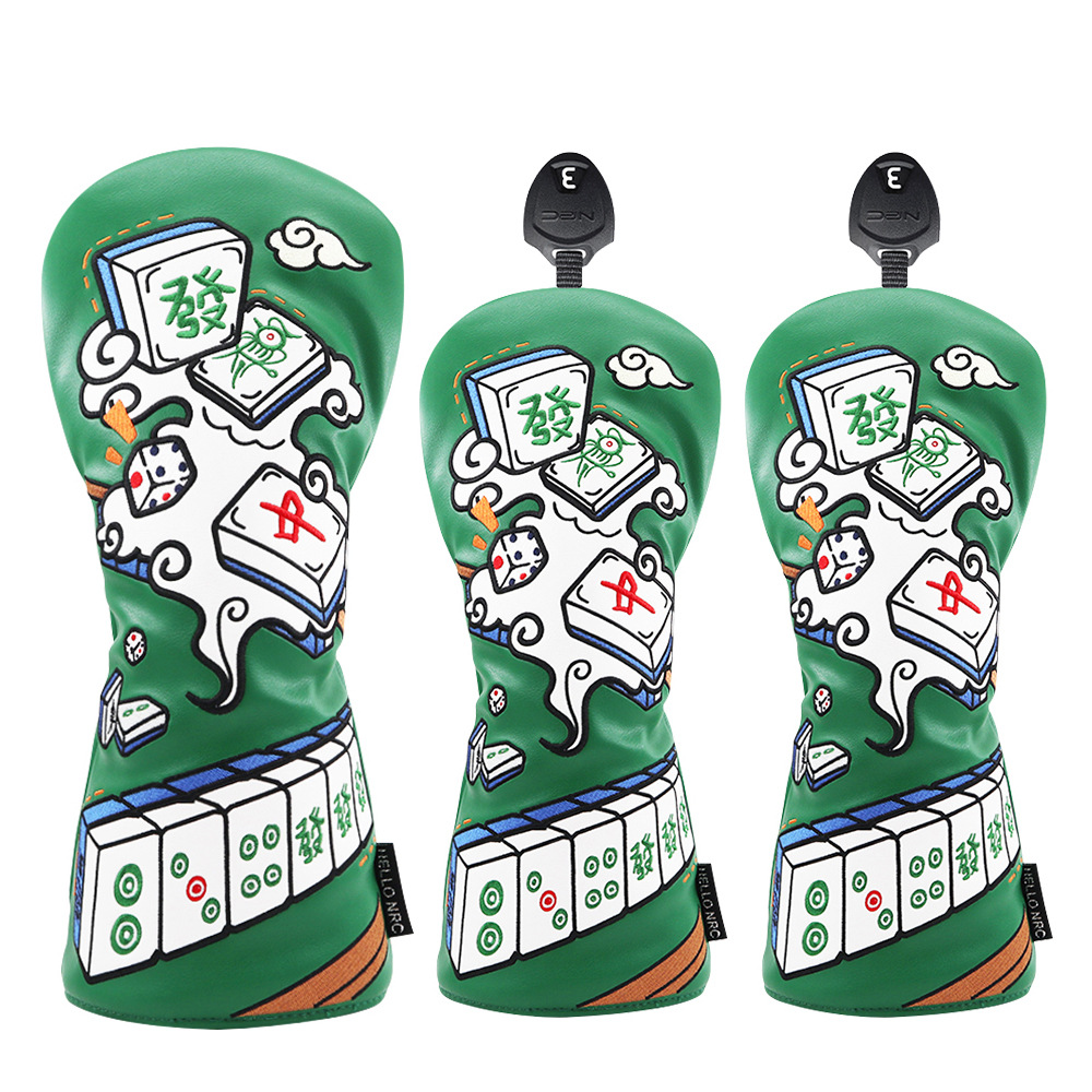 ヘッドカバー 麻雀牌デザイン和風ドライバーカバー