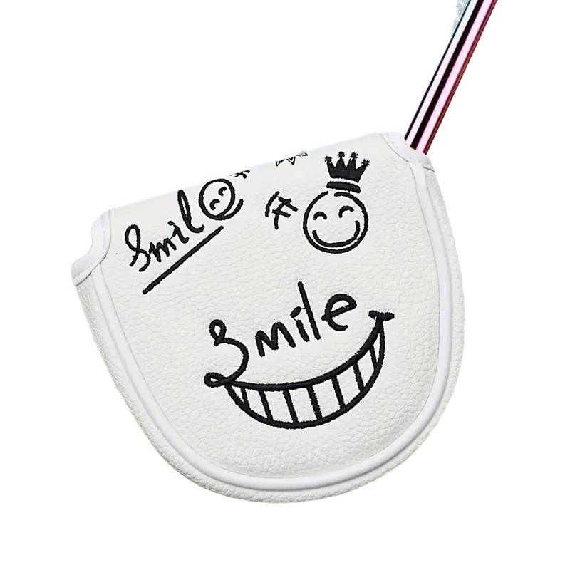 ヘッドカバー スマイル刺繍入りマレット型パターカバー