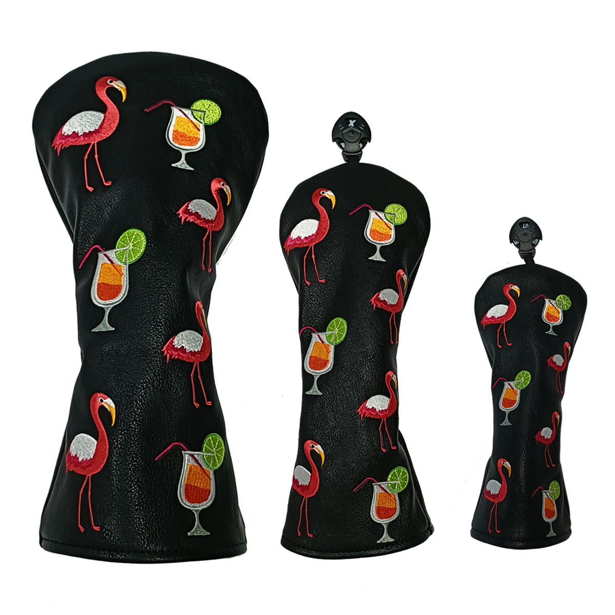 ヘッドカバー フラミンゴとカクテル刺繍のドライバーカバー