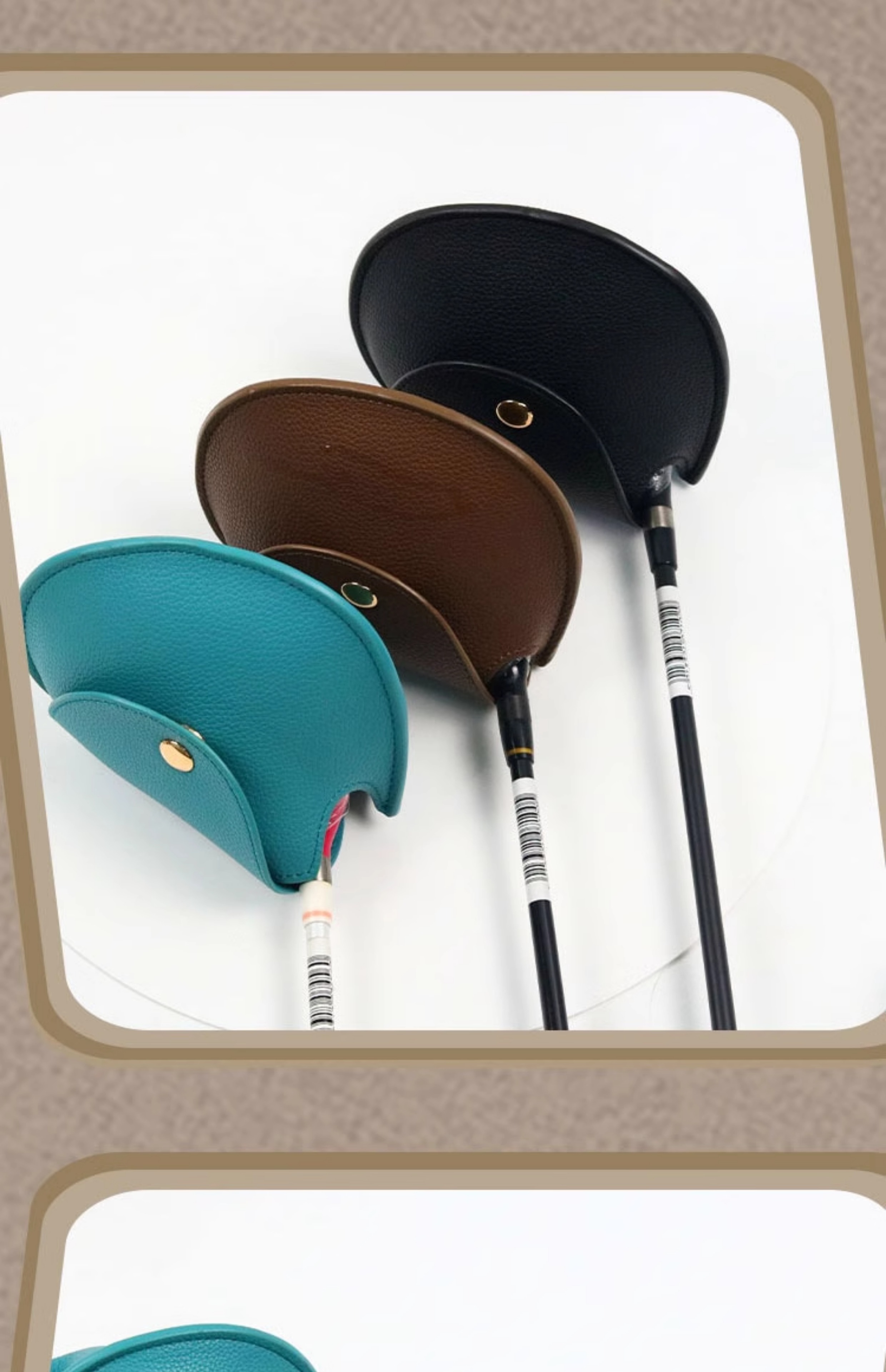 ヘッドカバー 三角デザイン高級革製パターカバー