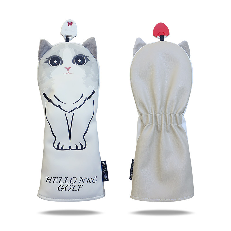 ヘッドカバー 愛らしい子猫デザインのウッドカバー