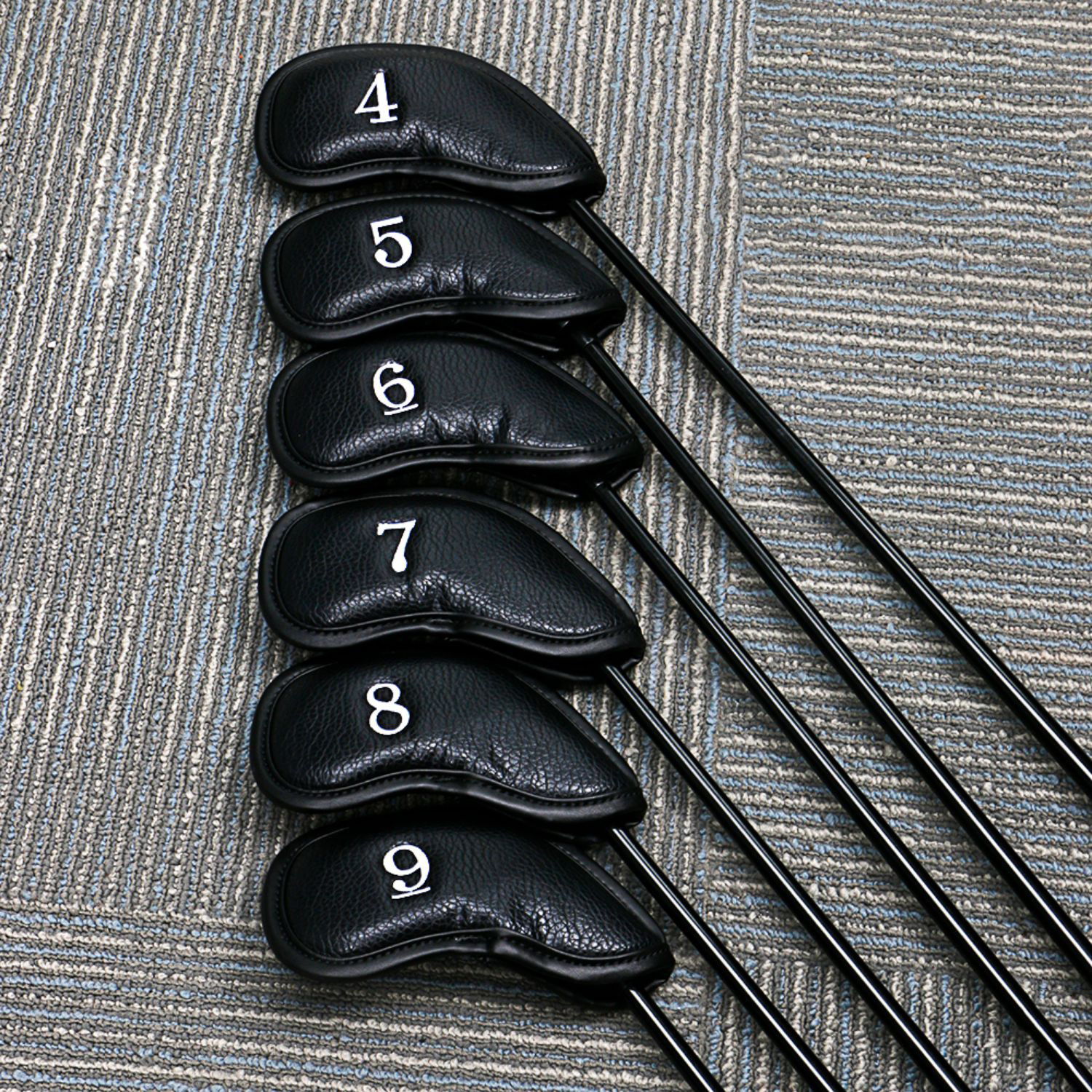 ヘッドカバー 番手刺繍入り本革調アイアンカバー十二個組