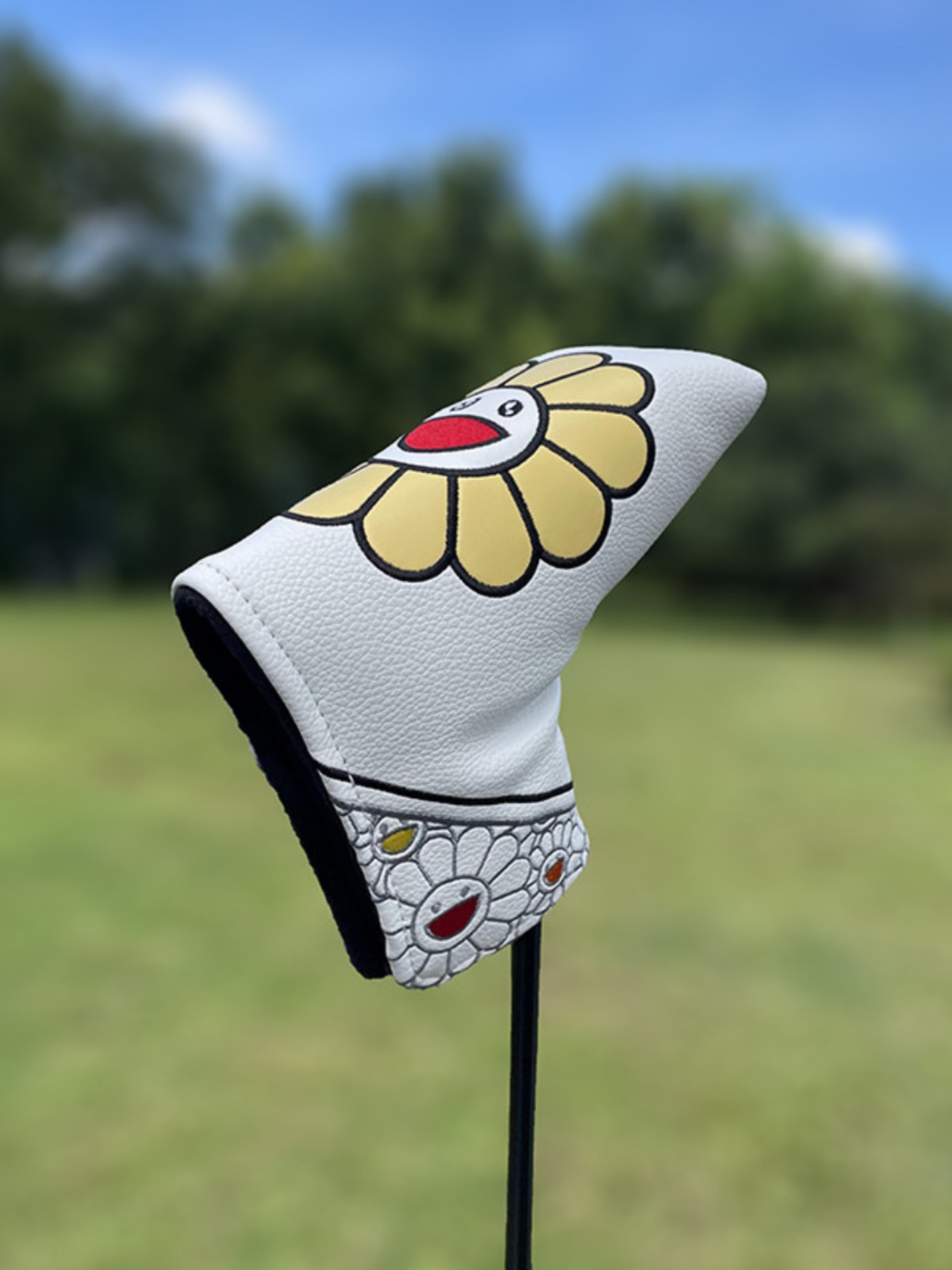 ヘッドカバー スマイルフラワー刺繍入りアイアンカバーセット