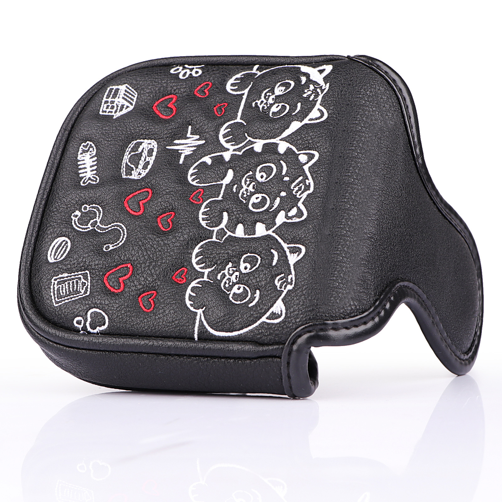 ヘッドカバー 三匹の子猫刺繍入りマレット型パターカバー