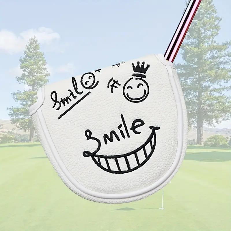 ヘッドカバー 笑顔刺繍入りマレット型パターカバー