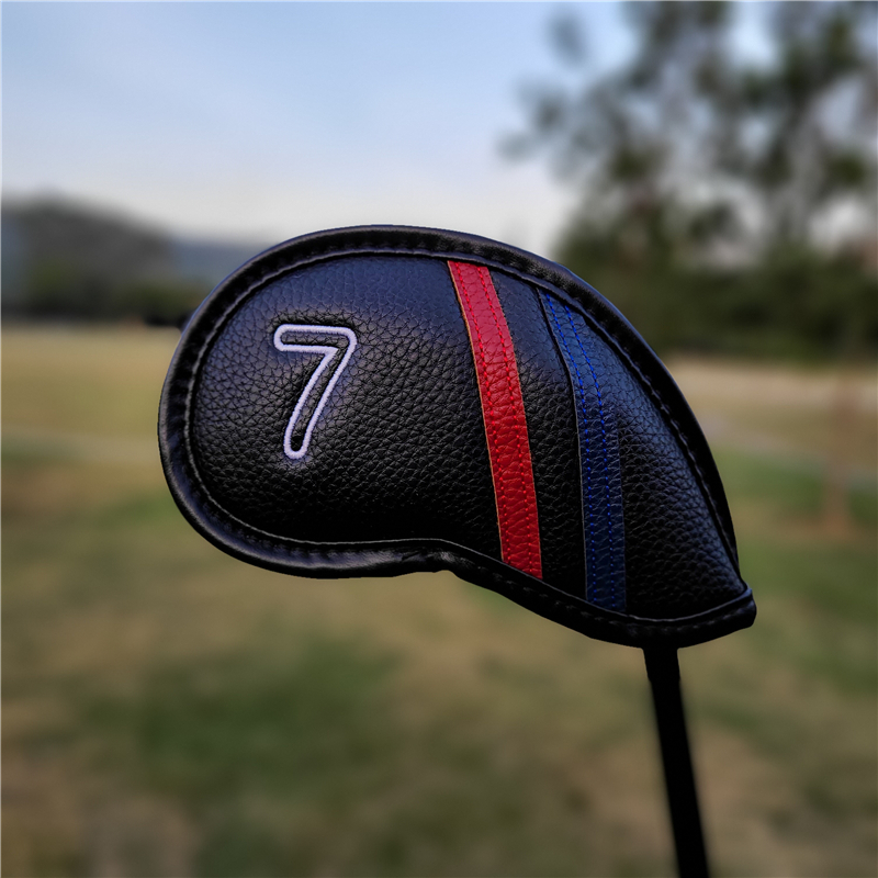 ヘッドカバー 番号刺繍入りストライプライン アイアンカバーセット