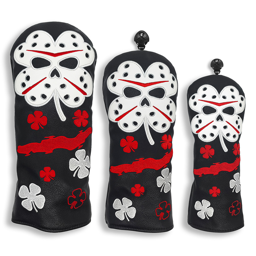 ヘッドカバー 四つ葉のクローバー刺繍ウッドカバー