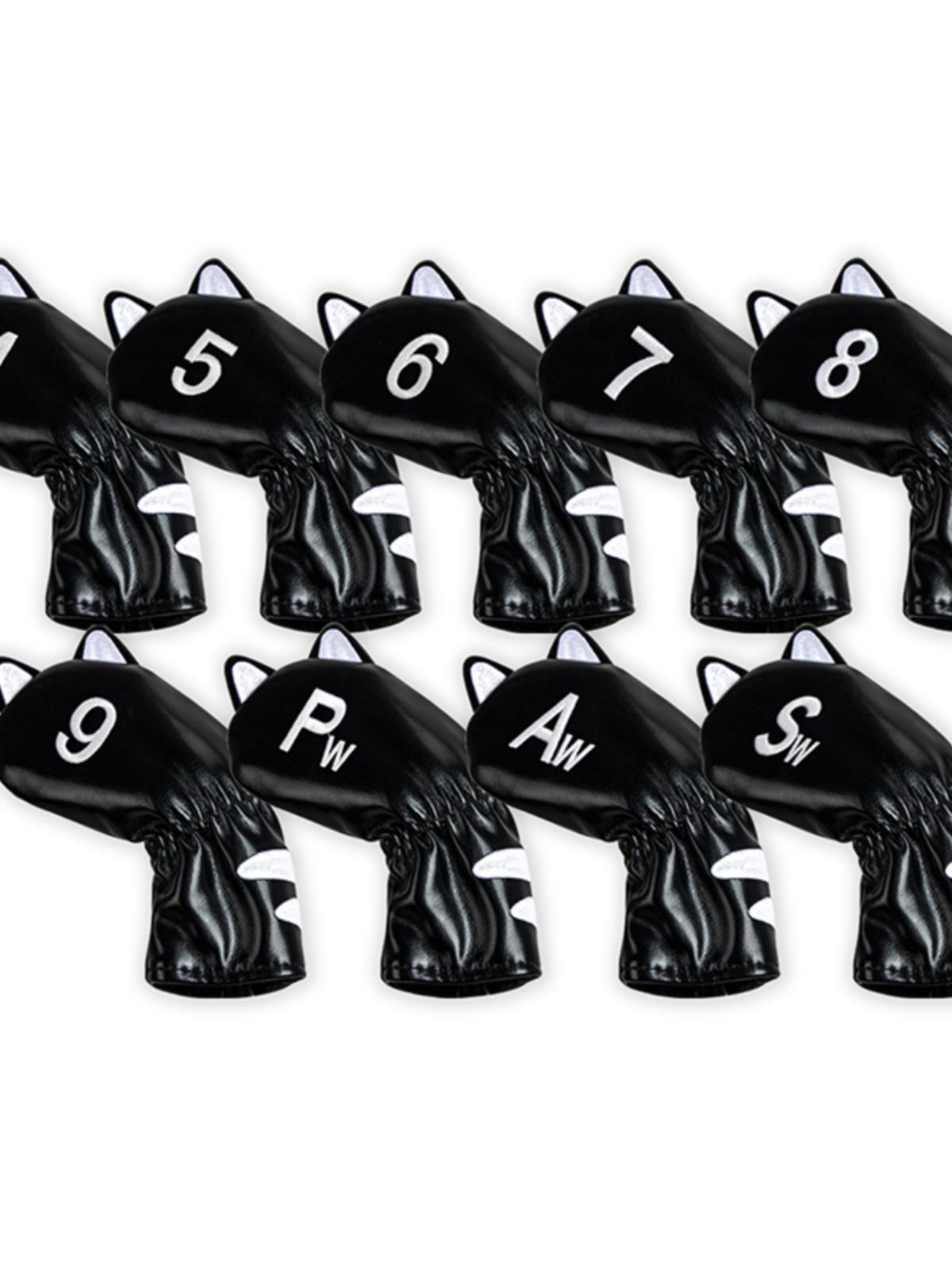 ヘッドカバー 猫耳デザイン番号付きアイアンカバーセット