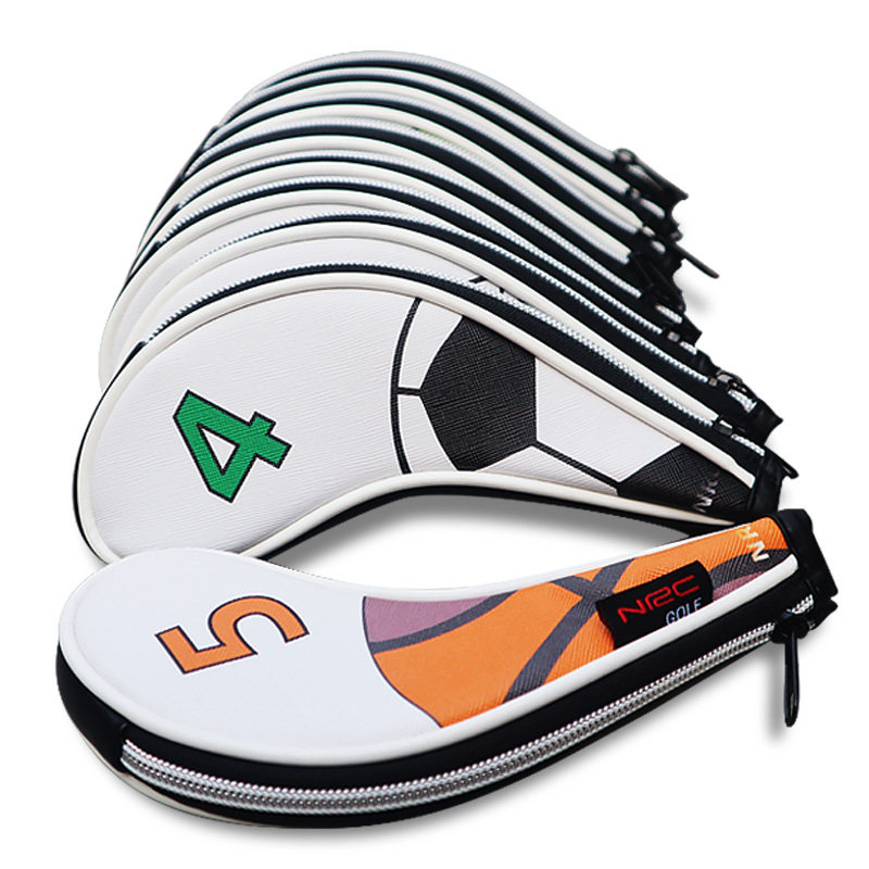 ヘッドカバー 番号刺繍入りファスナー式アイアンカバーセット